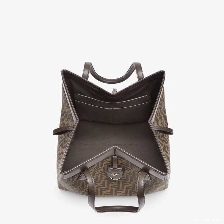 Affordable Fabric Origami Large Bag Fendi FF Brown In Motif 0820